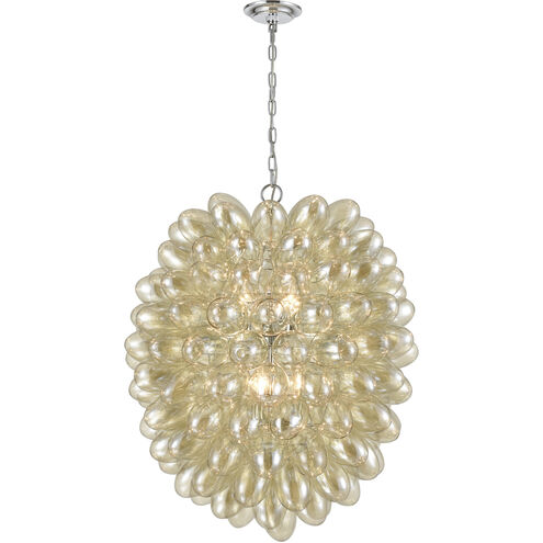 Bubble Up 6 Light 26 inch Amber with Polished Nickel Chandelier Ceiling Light