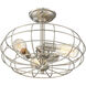 Scout 3 Light 16 inch Satin Nickel Semi-Flush Ceiling Light
