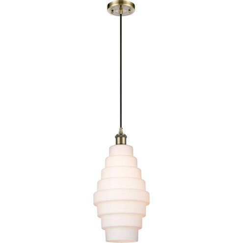 Ballston Cascade LED 8.25 inch Antique Brass Mini Pendant Ceiling Light in White