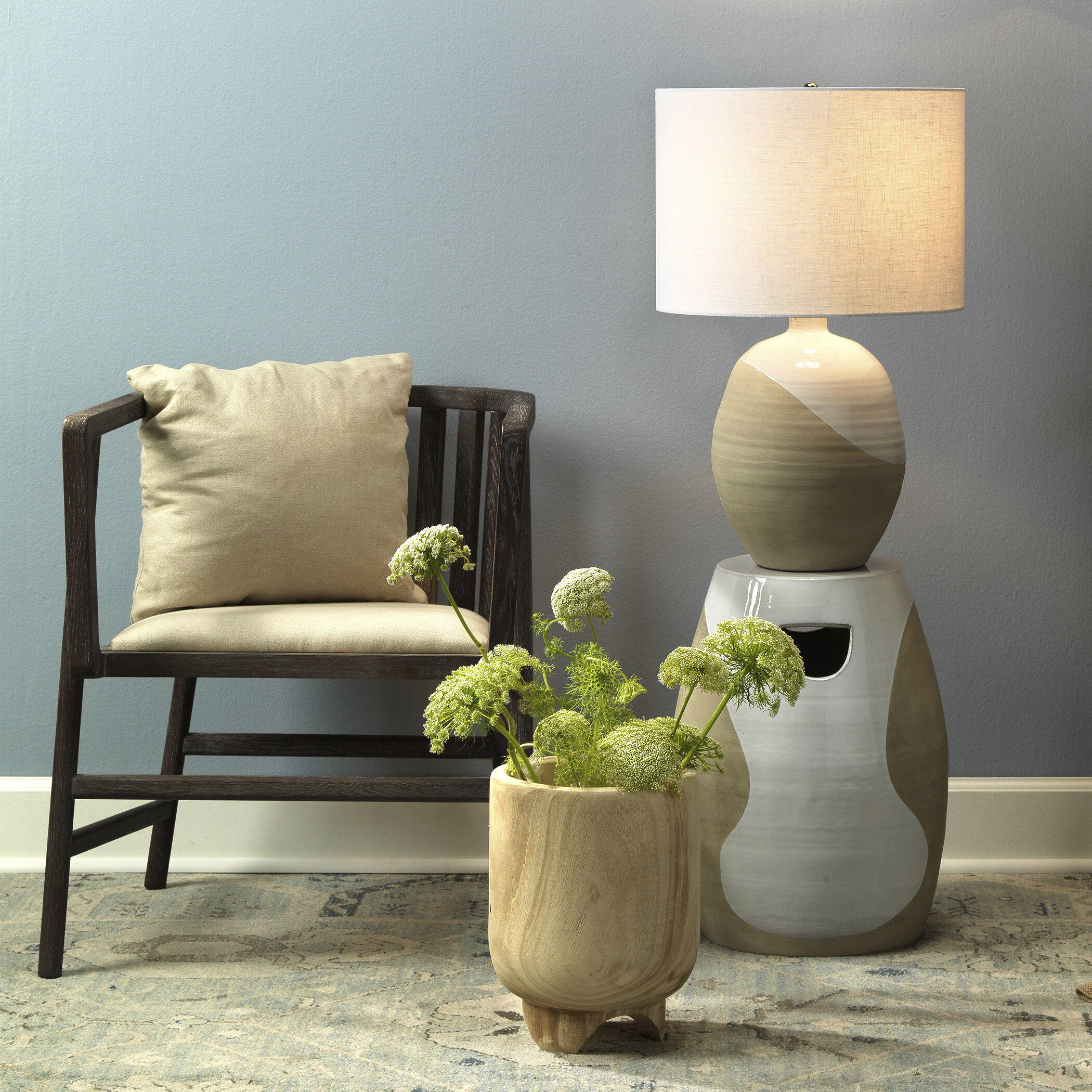 Grayson Grey Wood Arm Chair