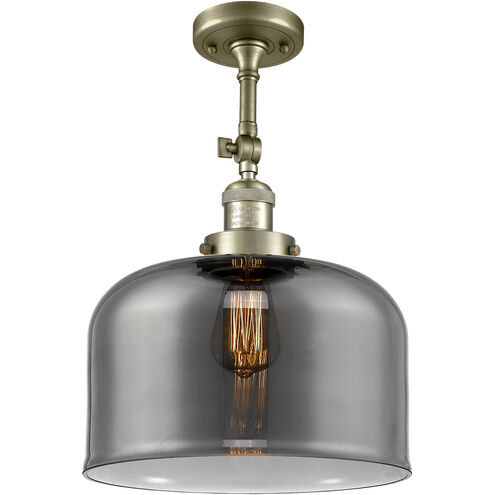 Franklin Restoration X-Large Bell 1 Light 12 inch Antique Brass Semi-Flush Mount Ceiling Light in Incandescent, Plated Smoke Glass, Franklin Restoration