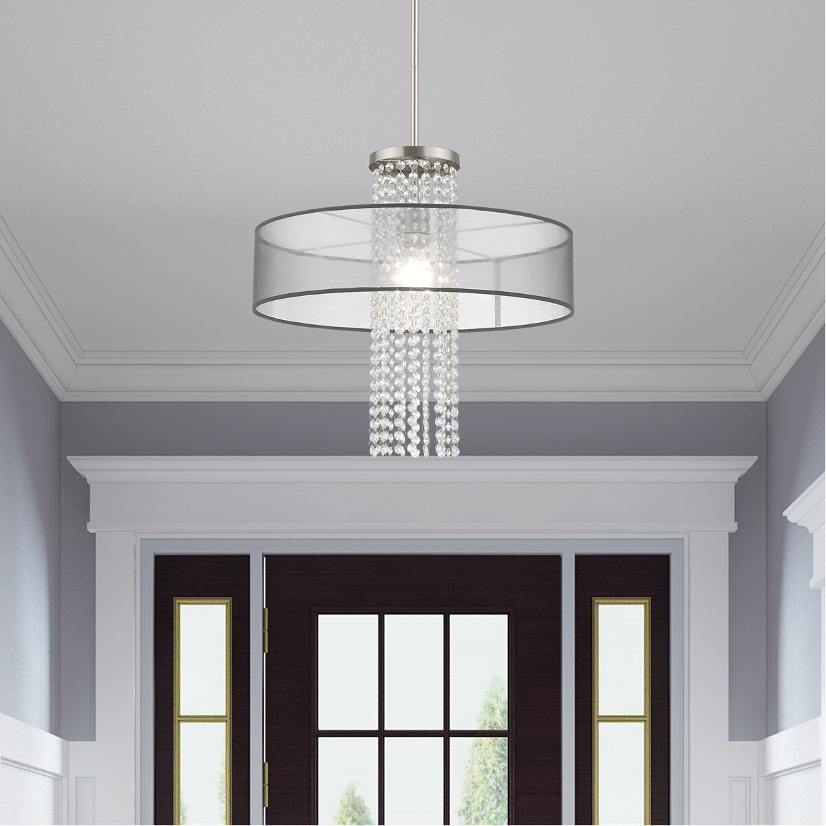 Bella Vista 1 Light 20 inch Brushed Nickel Pendant Chandelier Ceiling Light