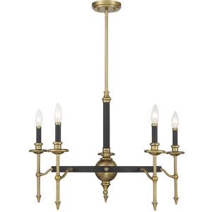 Consulate 5 Light 28 inch Matte Black and Warm Brass Chandelier Ceiling Light