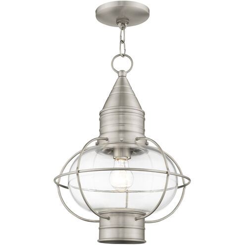 Newburyport 1 Light 12 inch Brushed Nickel Outdoor Pendant Lantern