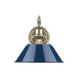 Orwell 1 Light 10 inch Aged Brass Wall Sconce Wall Light in Navy, Damp
