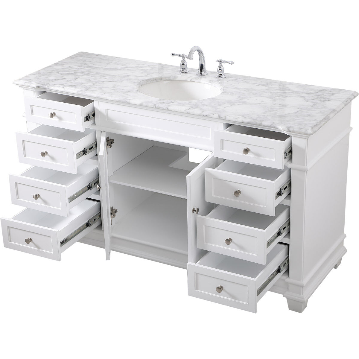 Wesley 60 X 22 X 35 inch White Vanity Sink Set