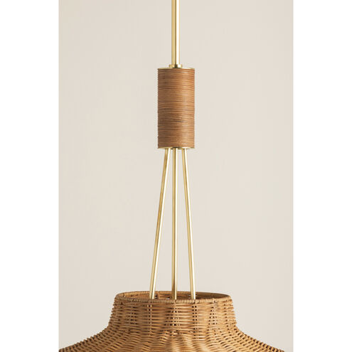 Laudine 1 Light 24.5 inch Aged Brass Pendant Ceiling Light