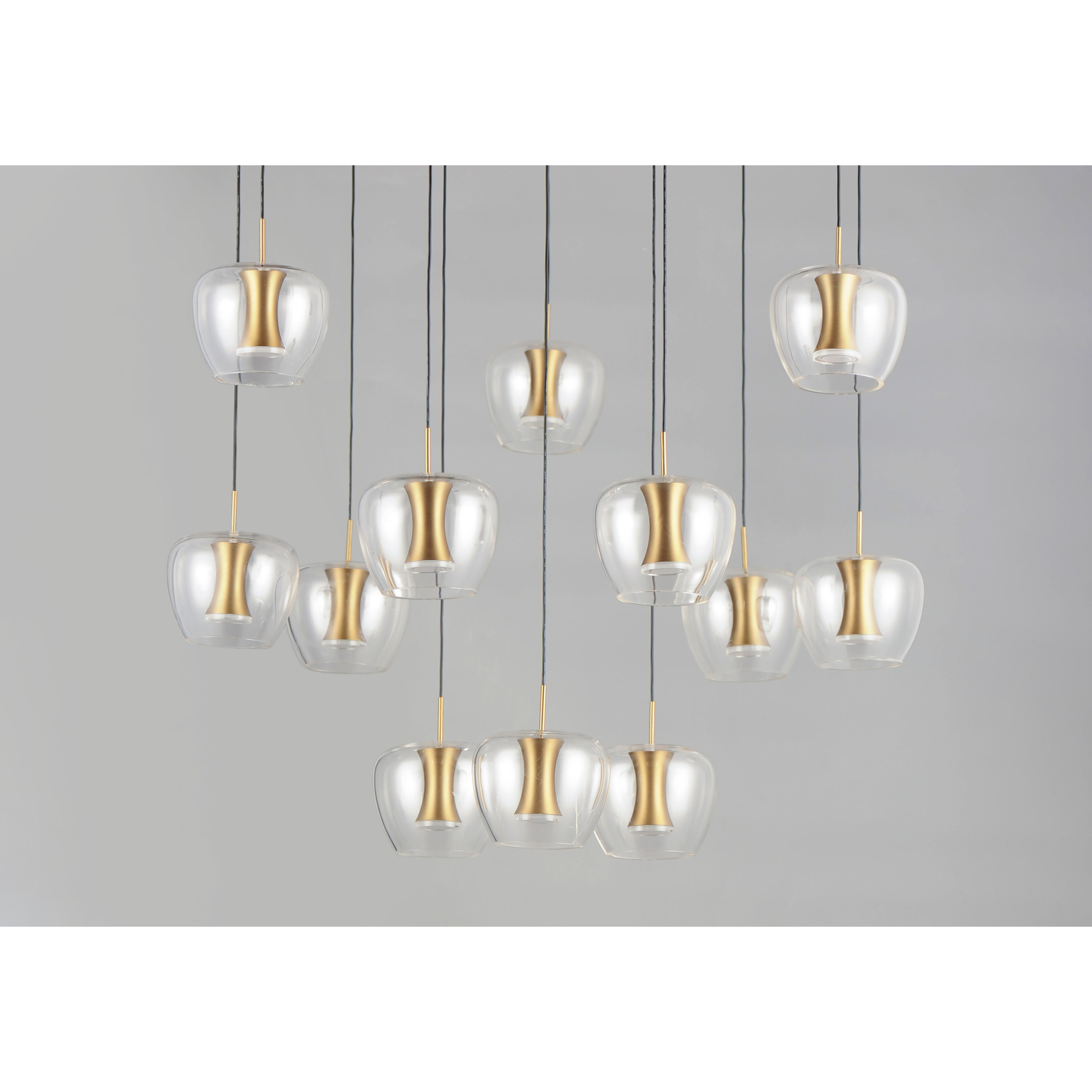 Newton LED 27.5 inch Black and Gold Multi-Light Pendant Ceiling Light