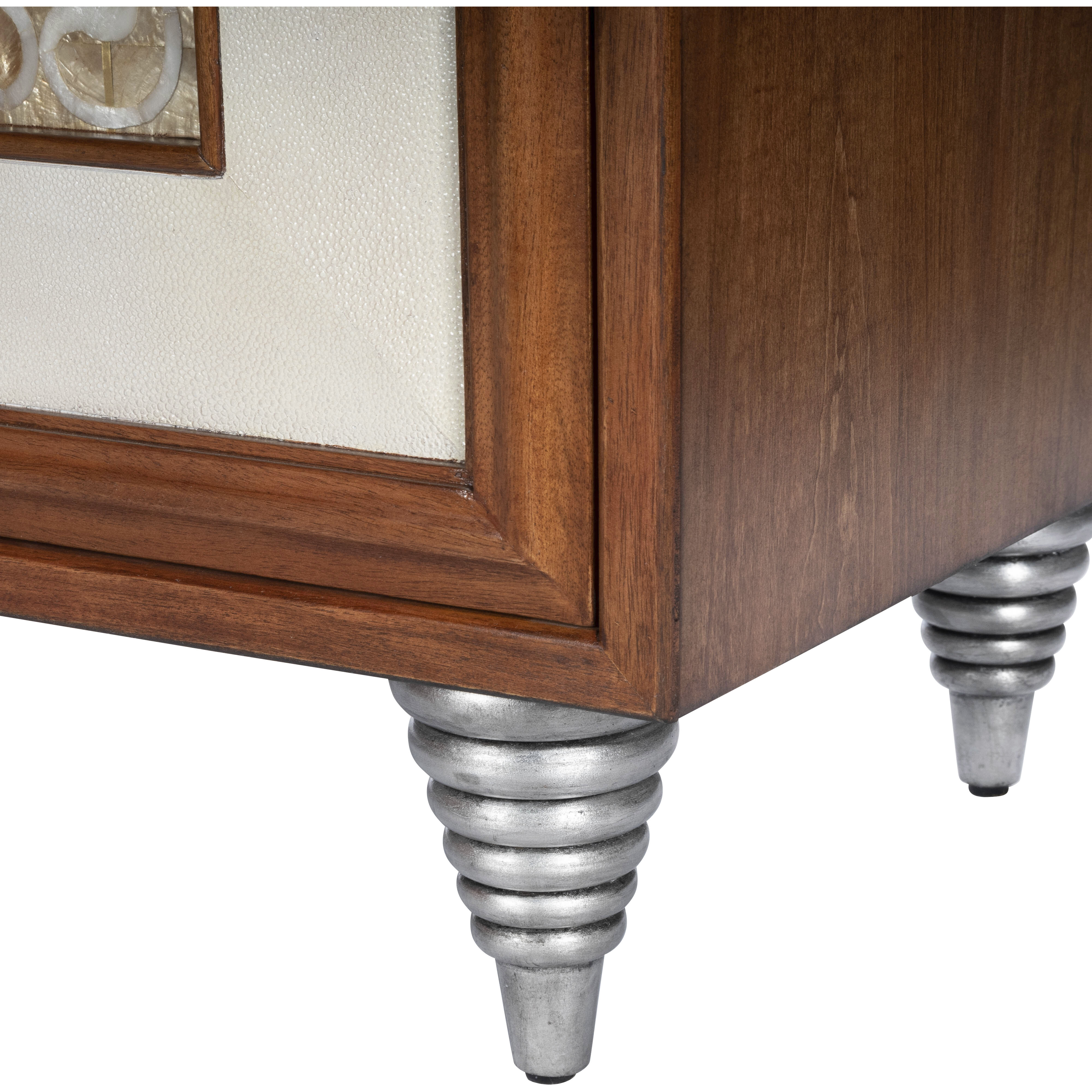 Shelly Leather & Capiz Shell Inlay Buffet or Sideboard