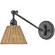 Arti 1 Light 7.75 inch Black Indoor Wall Sconce Wall Light in Black / Natural Rattan