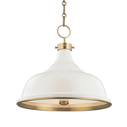 Painted No.1 3 Light 18 inch Aged Brass Pendant Ceiling Light in Aged Brass/Off White