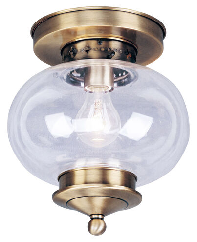 Harbor 1 Light 10 inch Antique Brass Semi-Flush Mount Ceiling Light