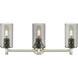 Downtown Urban Crown Point 3 Light 23.88 inch Polished Nickel Bath Vanity Light Wall Light in Plated Smoke