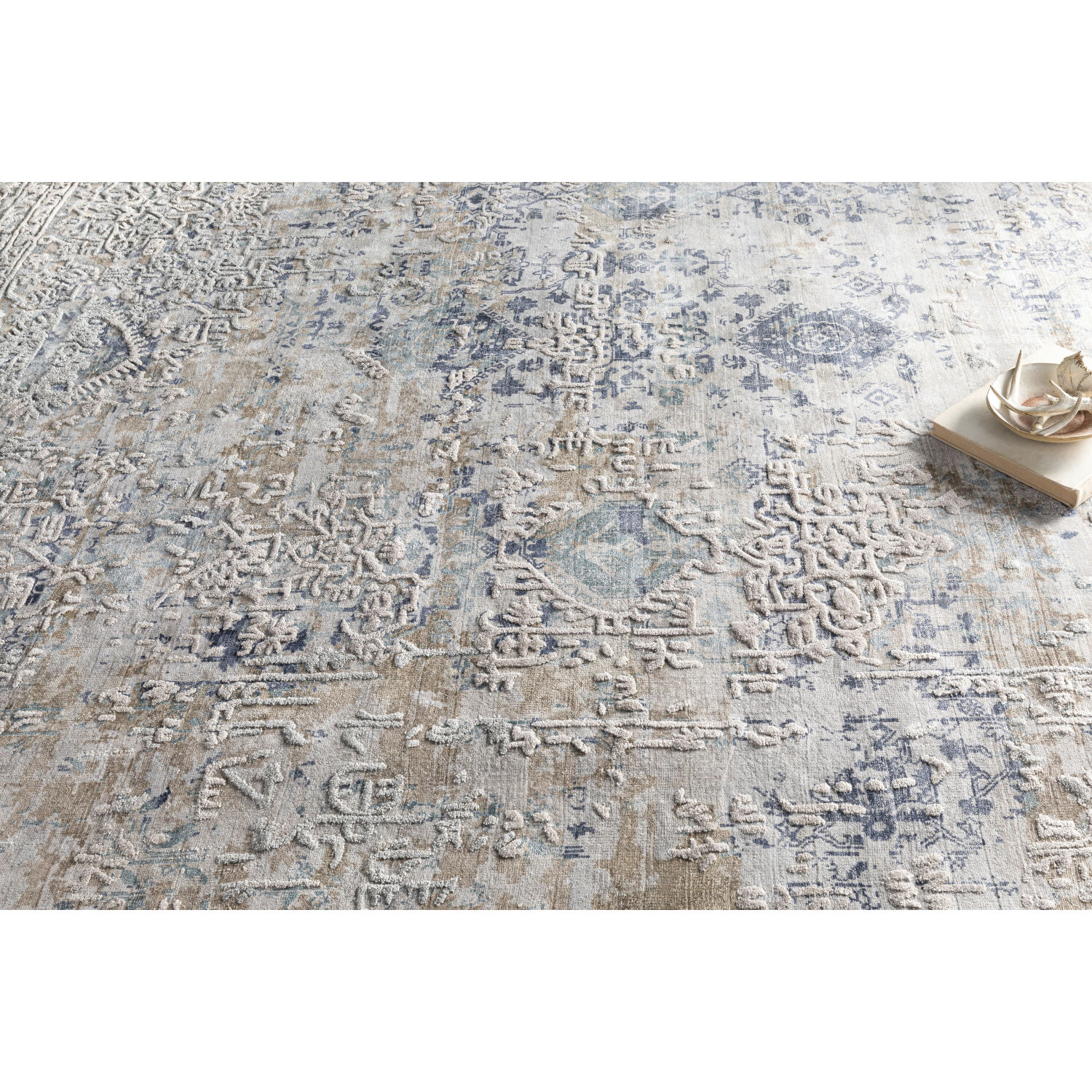 Jordan 96 X 96 inch Deep Teal / Dark Brown / Medium Gray Handmade Rug in 8 Ft Round