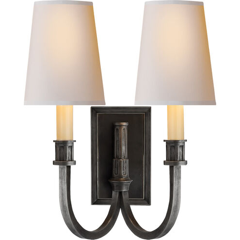 Thomas O'Brien Modern Library 2 Light 11.5 inch Bronze Double Sconce Wall Light in Natural Paper