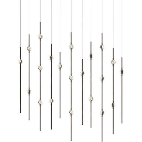Constellation Aries LED 35.5 inch Espresso Black Pendant Ceiling Light in 20 ft. Cord, 2200K, Clear Faceted Acrylic