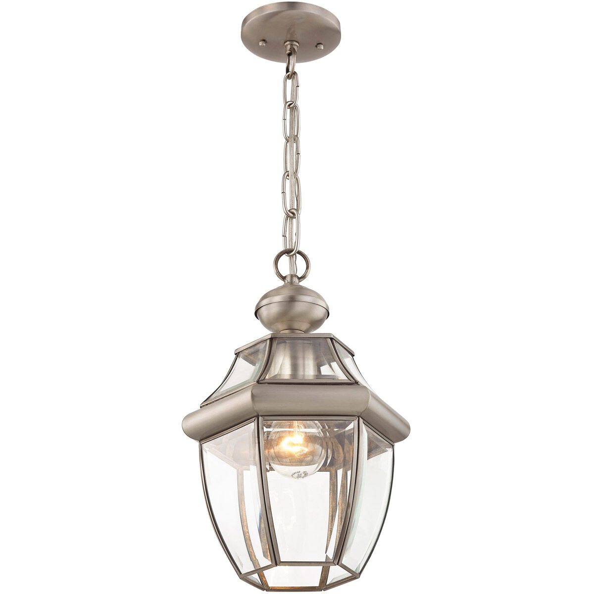 Monterey 1 Light 9 inch Brushed Nickel Outdoor Pendant Lantern