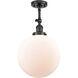 Franklin Restoration XX-Large Beacon LED 12 inch Oil Rubbed Bronze Semi-Flush Mount Ceiling Light in Matte White Glass, Franklin Restoration