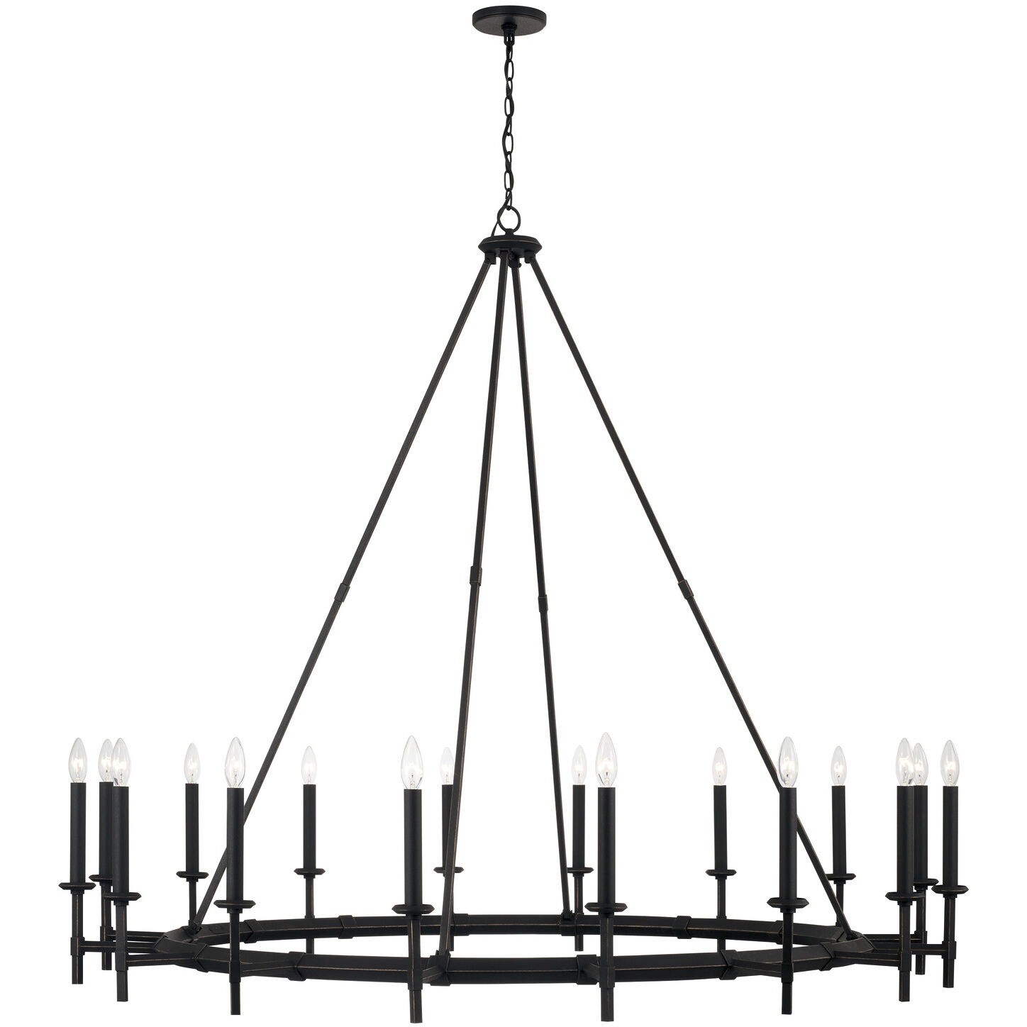 Ogden 16 Light 60 inch Brushed Black Iron Chandelier Ceiling Light