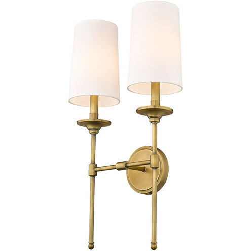 Emily 2 Light 14 inch Rubbed Brass Wall Sconce Wall Light