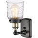 Ballston Bell LED 5 inch Black Antique Brass Sconce Wall Light in Clear with Cage
