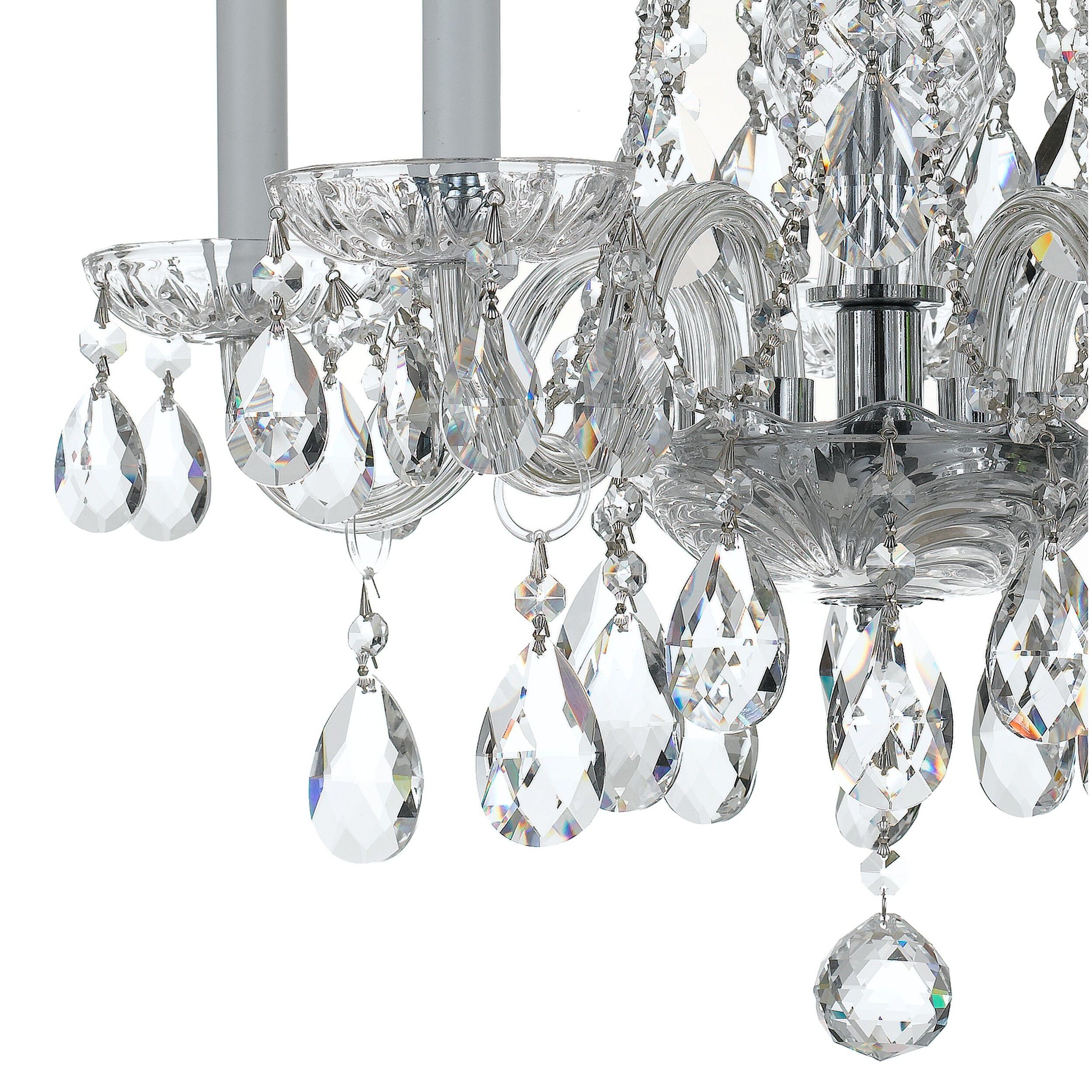 Traditional Crystal 5 Light 18 inch Polished Chrome Chandelier Ceiling Light in Clear Hand Cut