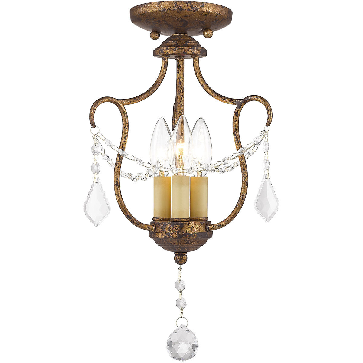 Chesterfield 3 Light 10 inch Hand Applied Venetian Golden Bronze Convertible Mini Pendant/Ceiling Mount Ceiling Light