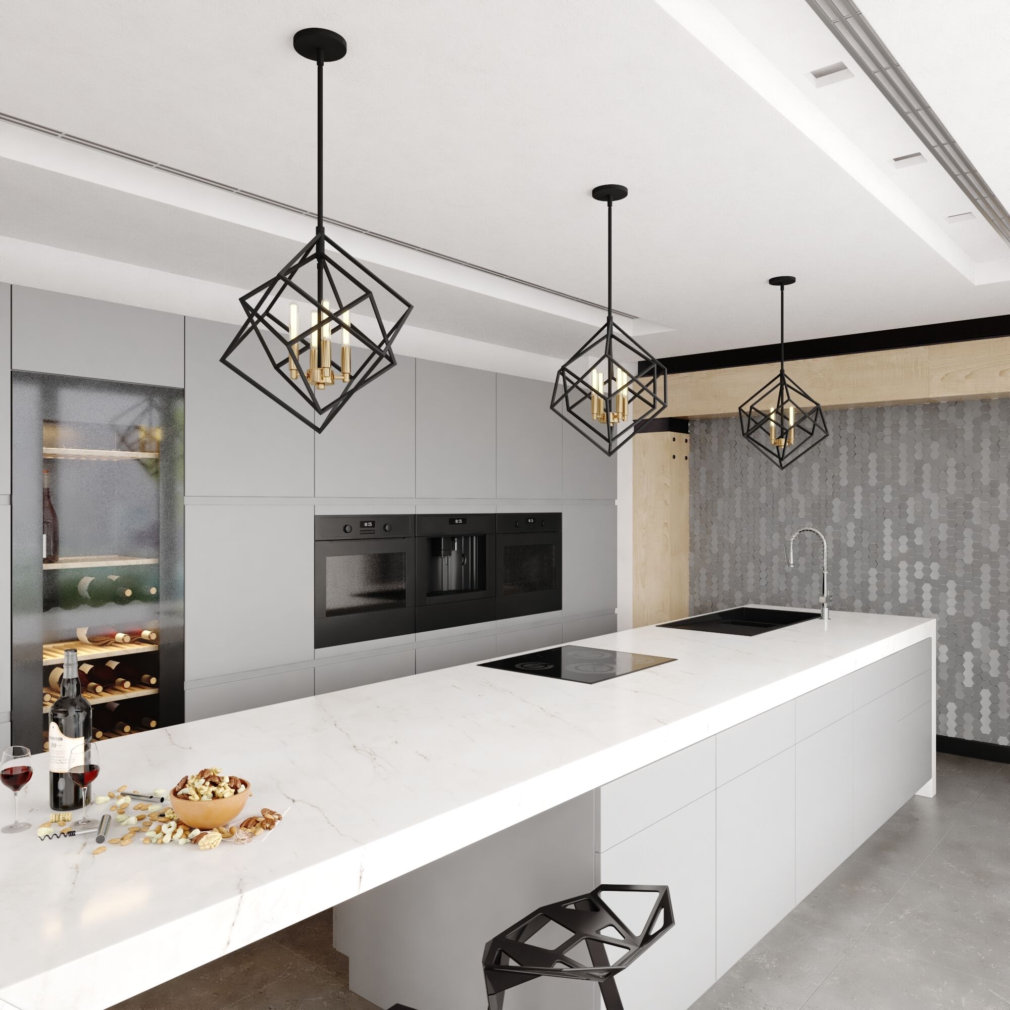 Rad LED 17.5 inch Black and Natural Brass Pendant Ceiling Light