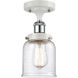 Ballston Small Bell 1 Light 5 inch White and Polished Chrome Semi-Flush Mount Ceiling Light in Seedy Glass