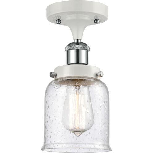 Ballston Small Bell 1 Light 5 inch White and Polished Chrome Semi-Flush Mount Ceiling Light in Seedy Glass
