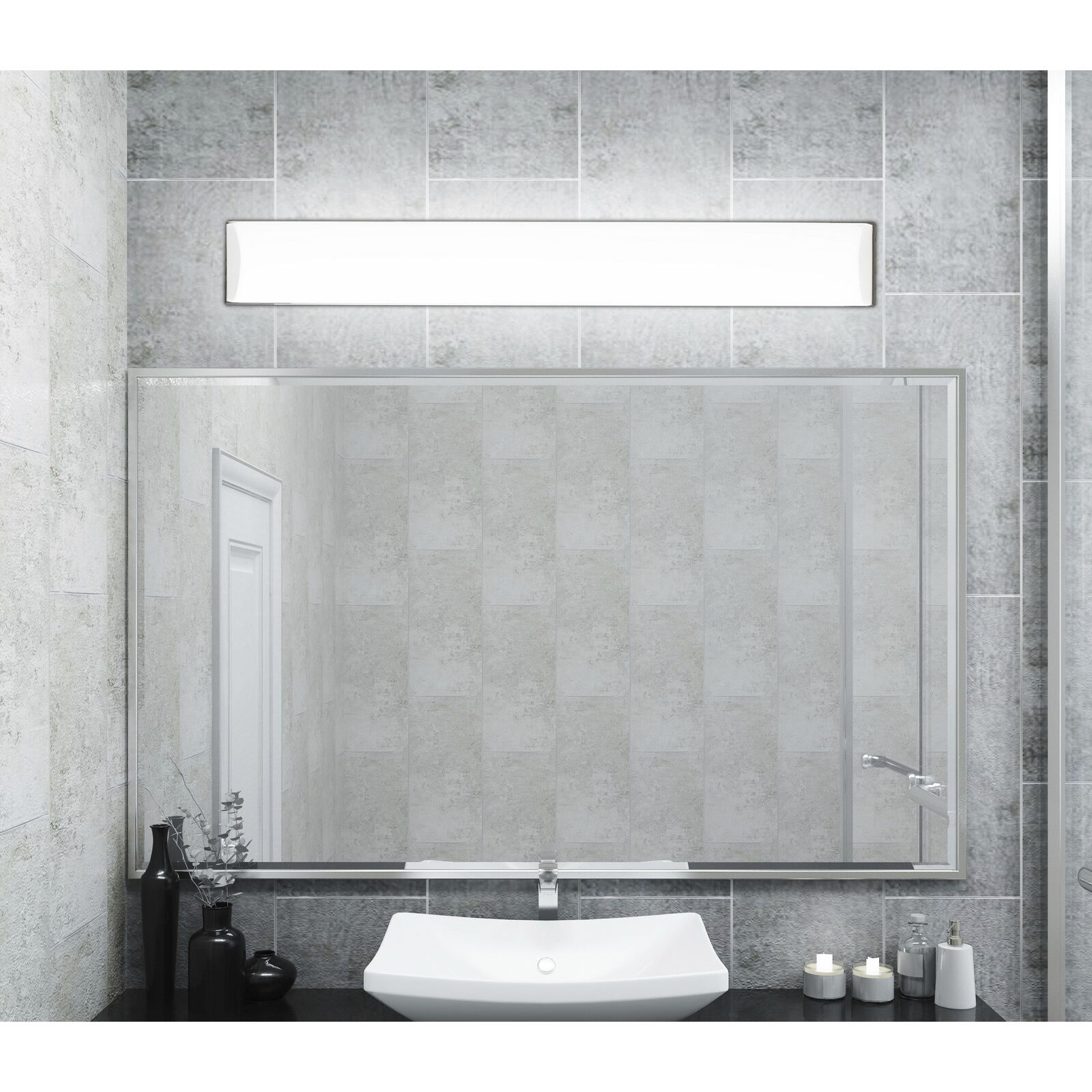 Signature 1 Light 36 inch Brushed Steel Vanity Light Wall Light, Large
