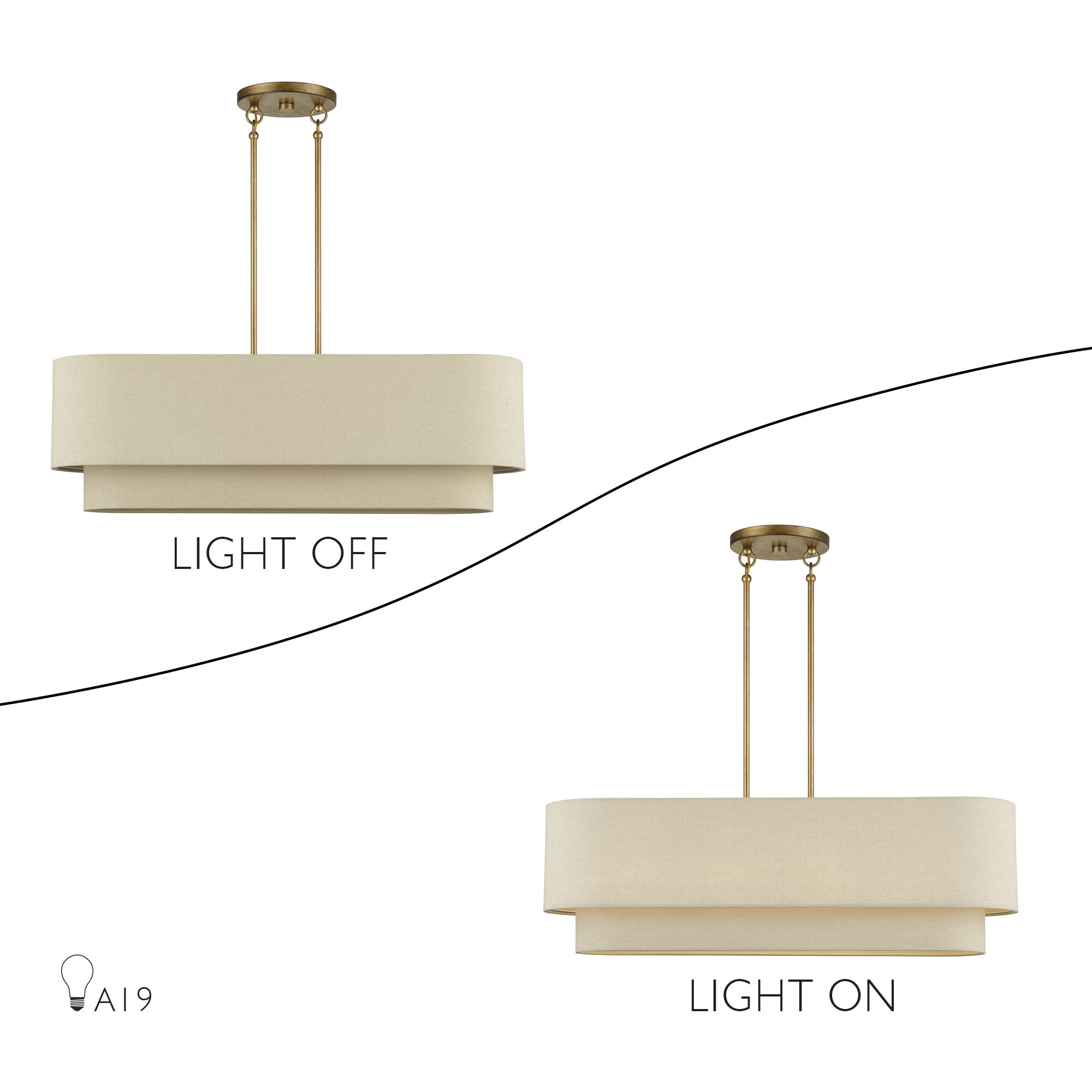 Bellingham 4 Light 36 inch Antique Gold Leaf Linear Chandelier Ceiling Light, Large