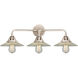 Nouveau 2 Halophane 3 Light 27 inch Polished Nickel Bath Vanity Light Wall Light in Clear Halophane Glass