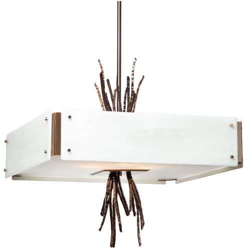 Ironwood 4 Light 24 inch Gilded Brass Chandelier Ceiling Light in Smoke Granite, Square