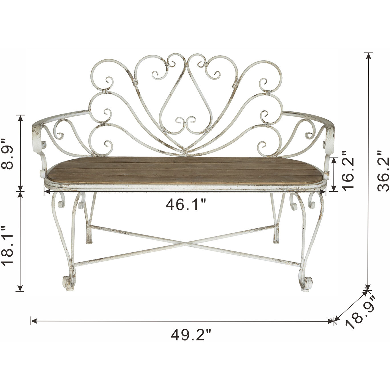 Anita Distressed White/Brown Bench
