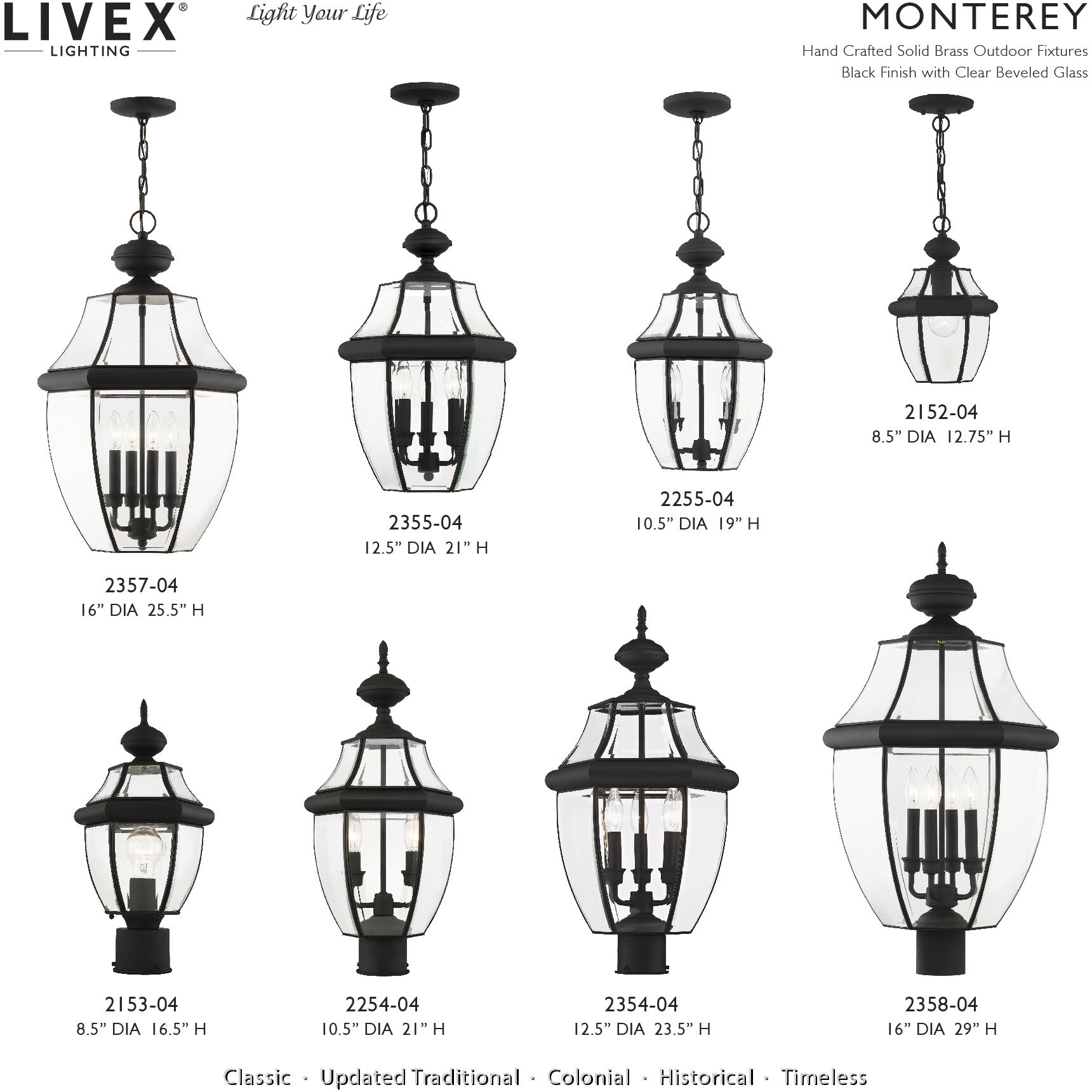 Monterey 3 Light 80.13 inch Black Outdoor 3 Head Post Light