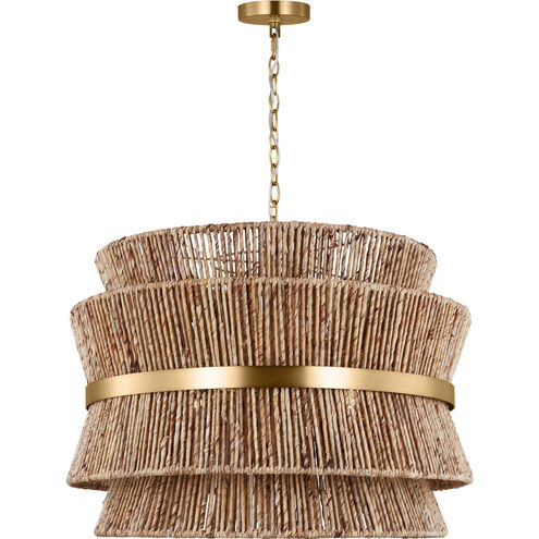 Drew & Jonathan Thurlo 4 Light 32 inch Satin Brass Hanging Shade Pendant Ceiling Light