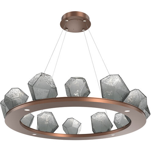 Gem LED 37.4 inch Burnished Bronze Chandelier Ceiling Light in 3000K LED, Smoke, Ring