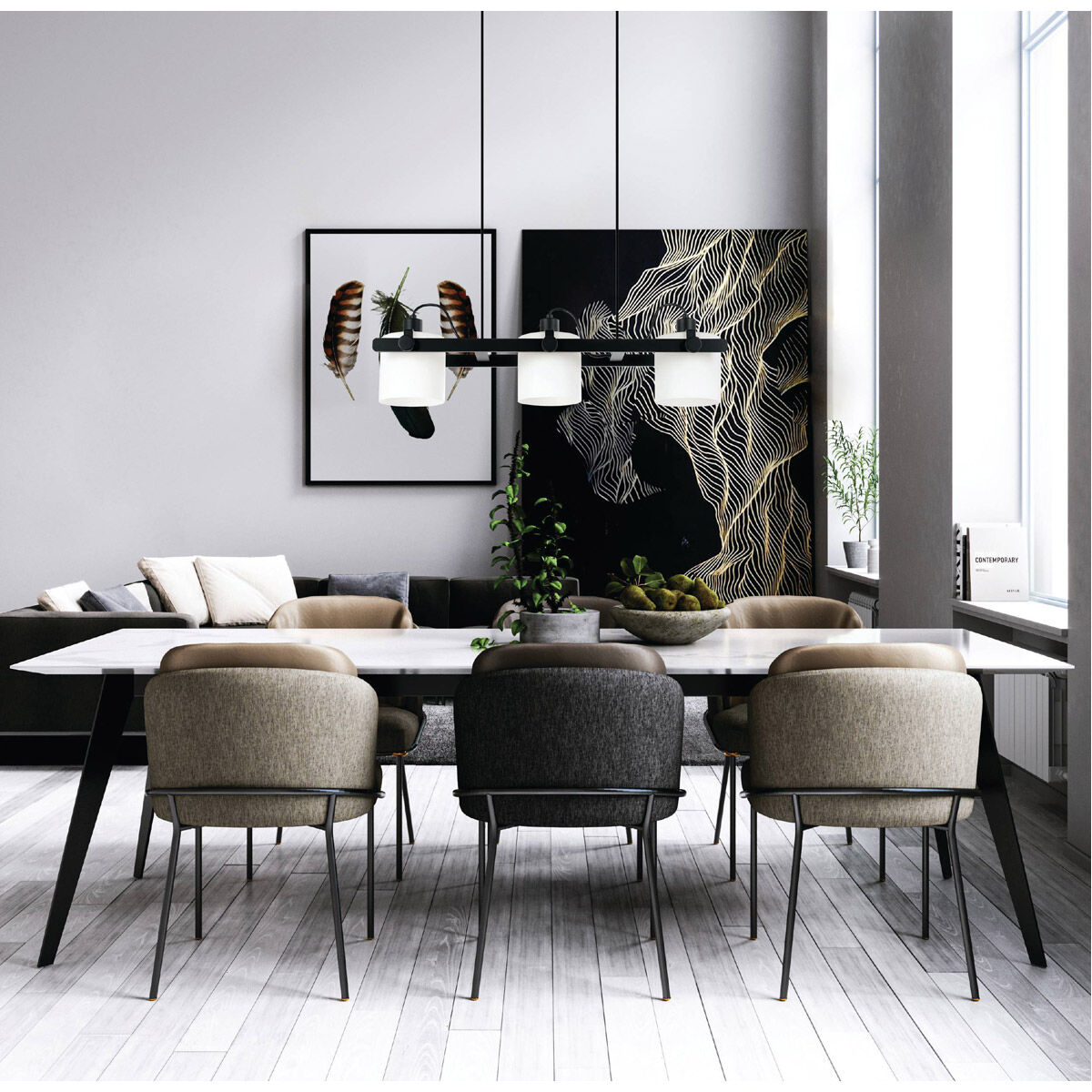 Drummond 3 Light 30.71 inch Black Pendant Ceiling Light