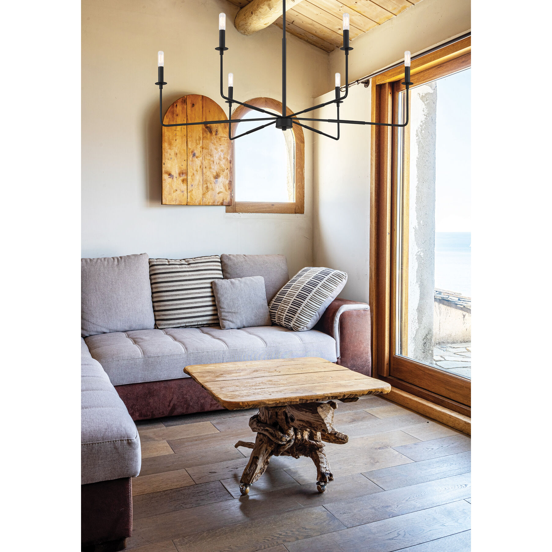 Salerno 6 Light 42 inch Matte Black Chandelier Ceiling Light, Essentials