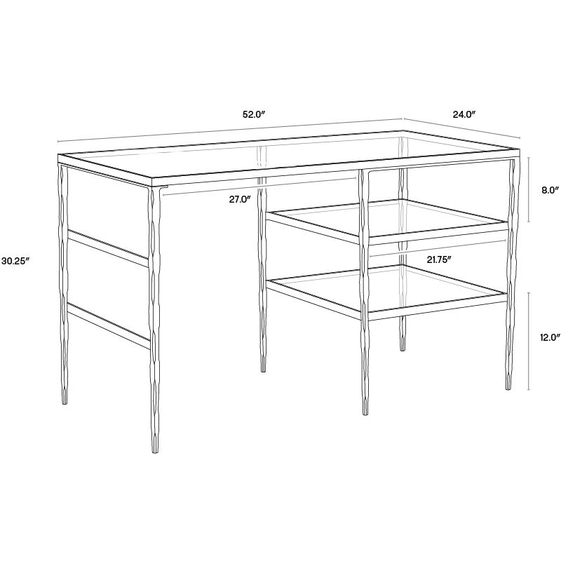 Bruna 52 X 24 inch Clear / Antique Brass Desk