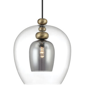 Amesbury 1 Light 19.75 inch Coal and Oxidized Aged Brass Pendant Ceiling Light