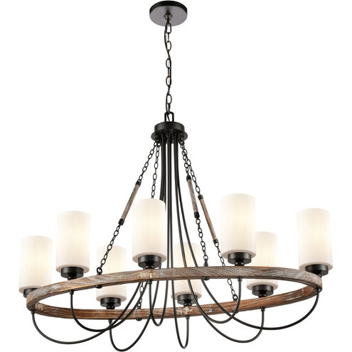 Paladin 8 Light 39 inch Matte Black Chandelier Ceiling Light in White Glass