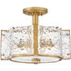 Florian 4 Light 14.25 inch Distressed Brass Semi-flush Mount Ceiling Light