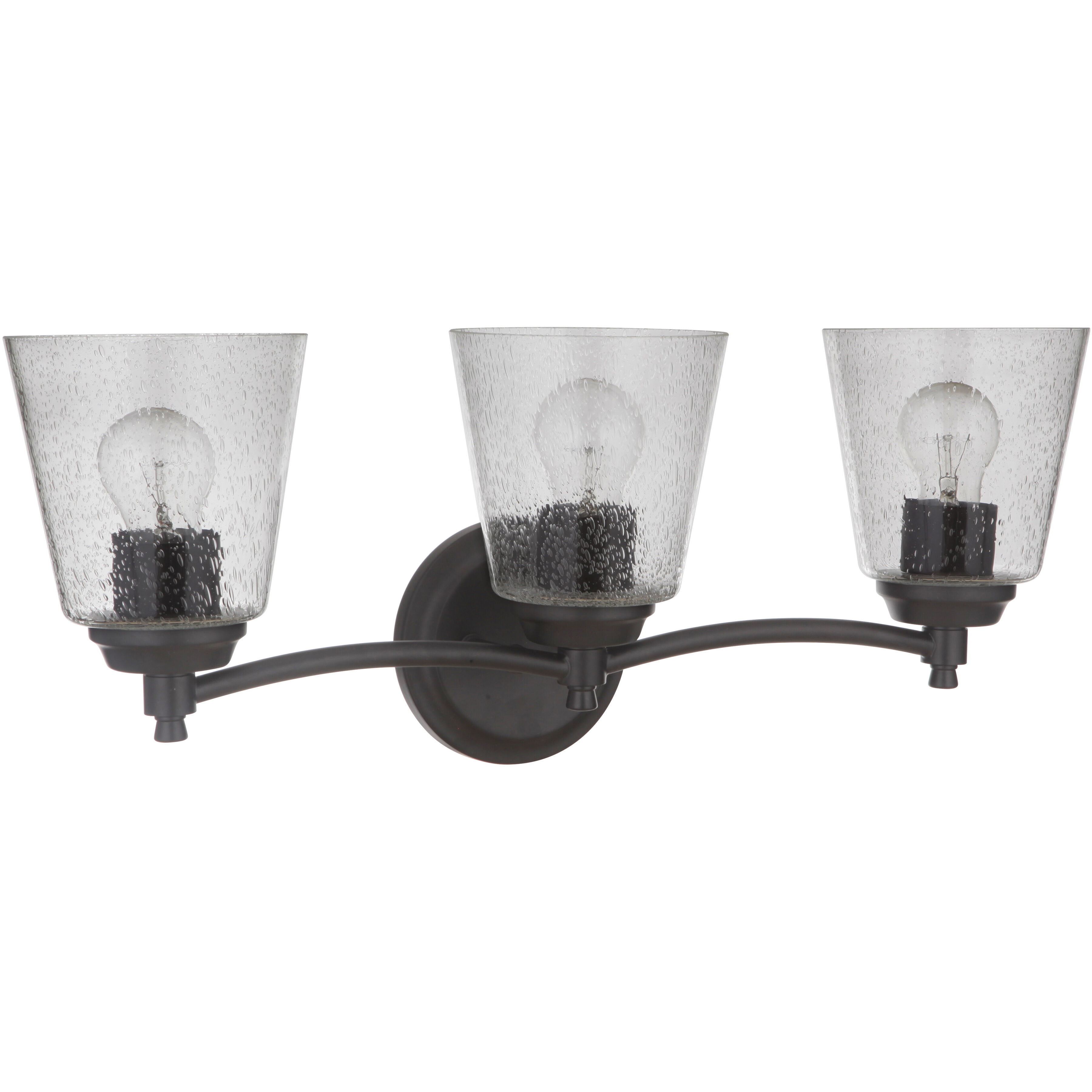 Neighborhood Tyler 3 Light 23 inch Flat Black Vanity Light Wall Light in Clear Seeded, Neighborhood Collection