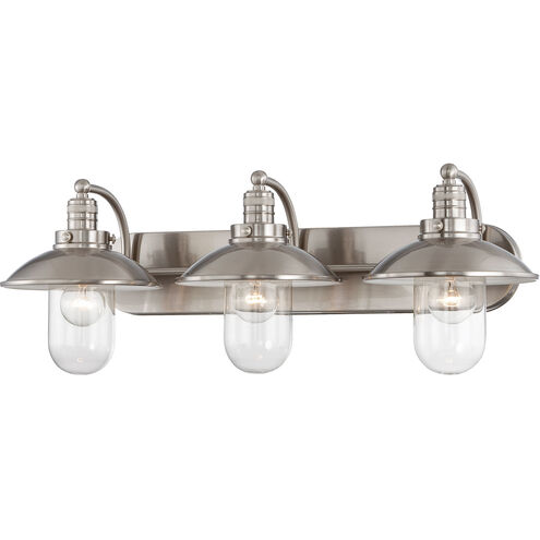 Downtown Edison 3 Light 29 inch Brushed Nickel Bath Light Wall Light 