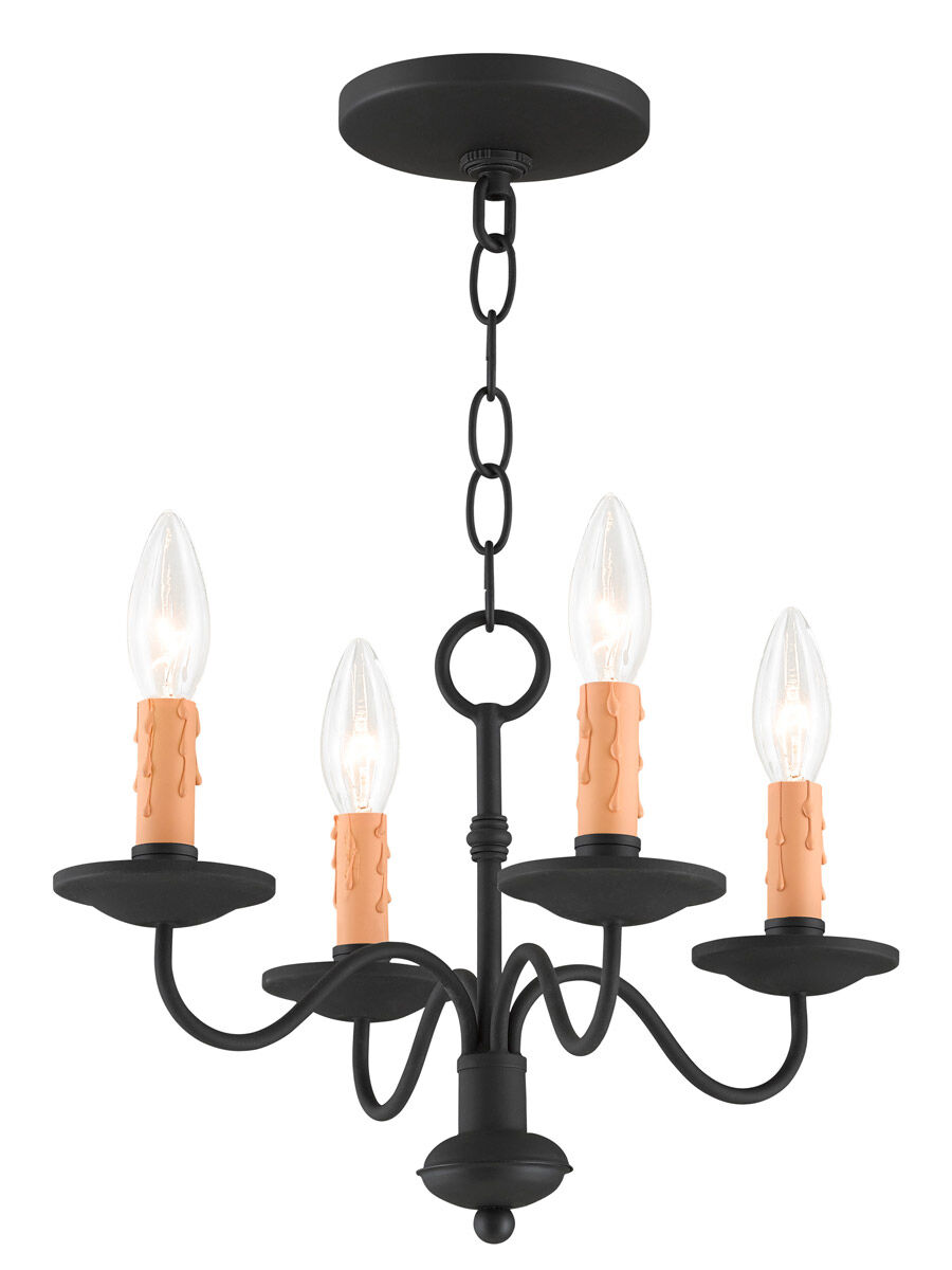 Heritage 4 Light 15 inch Black Mini Chandelier Ceiling Light