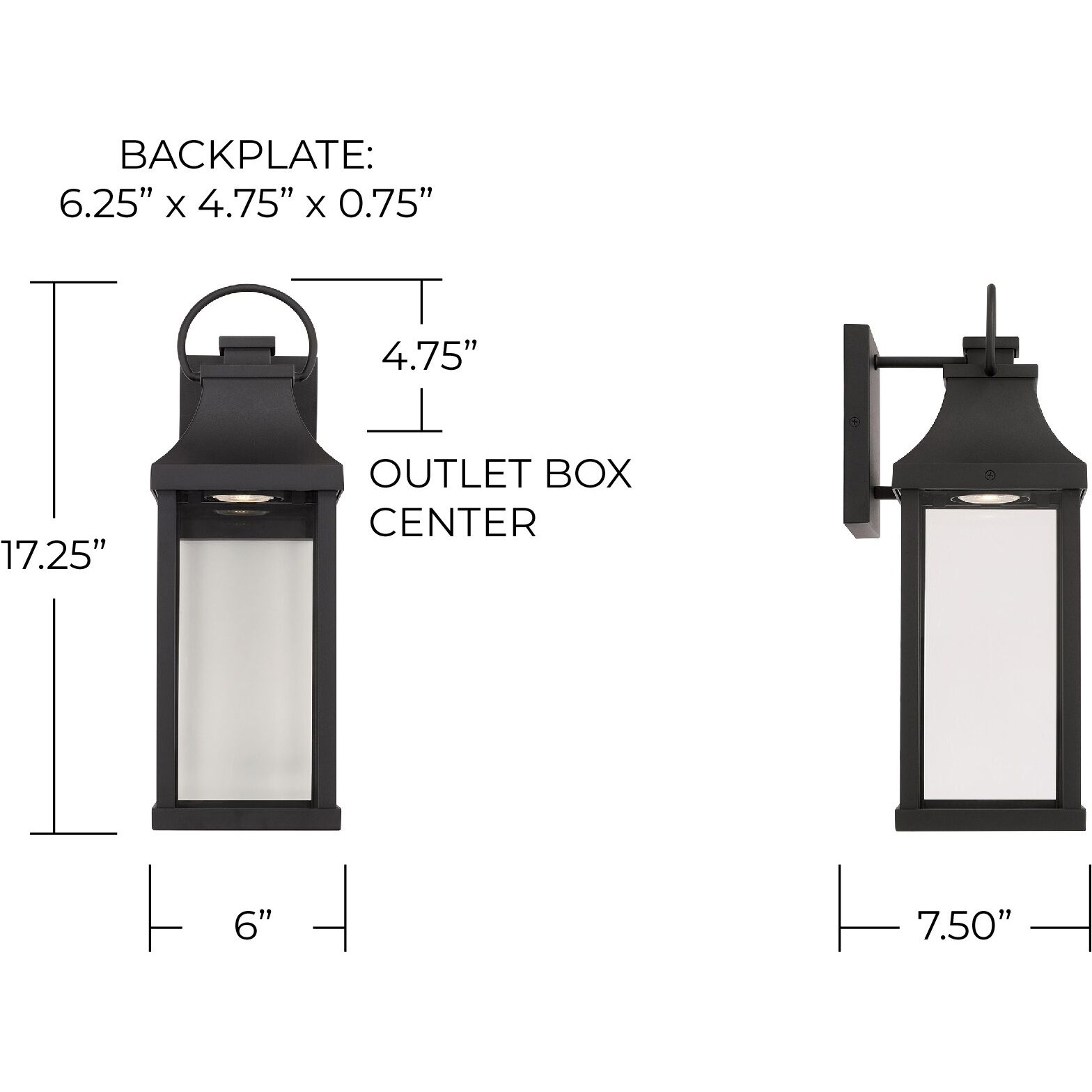 Bradford LED 17.25 inch Black Outdoor Wall Lantern