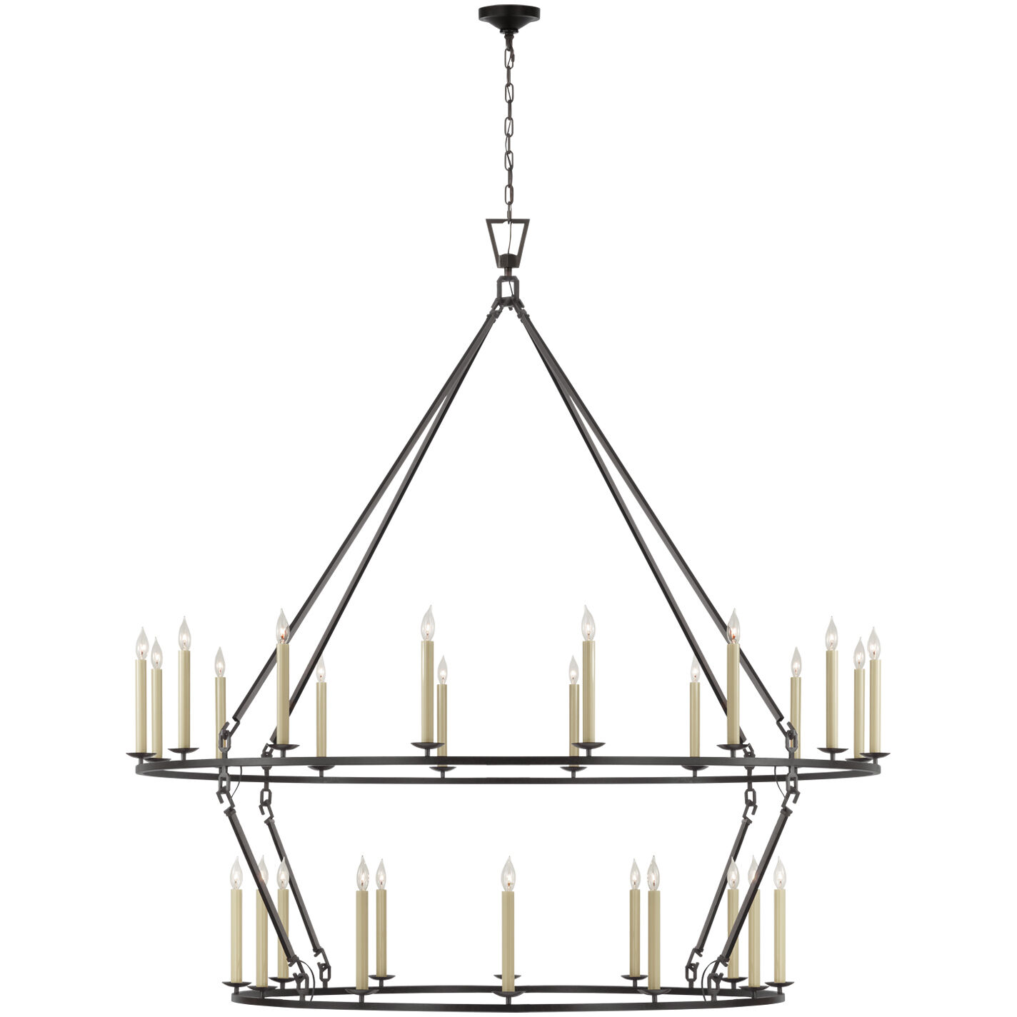Chapman & Myers Darlana6 LED 73 inch Aged Iron Two Tier Chandelier Ceiling Light, Grande
