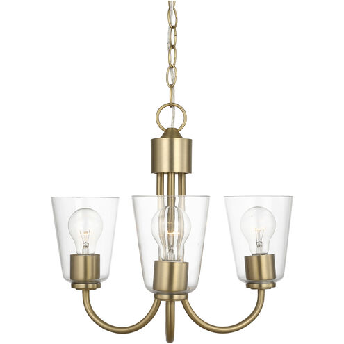 Miles 3 Light 21.5 inch Satin Brass Chandelier Ceiling Light